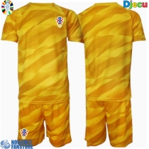 Hrvatska Golmanski Domaci Dres za djecu EP 2024 Kratak Rukav (+ Kratke hlače)